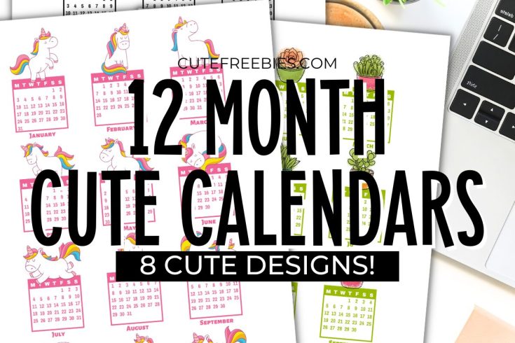 Free Printable 2025 2026 Calendar Stickers - 12 MONTHS CALENDAR - Sunday / Monday start calendar PDF, bullet journal printable calendar for future log or 2024 bullet journal setup. Get your free download now! #cutefreebiesforyou #bulletjournal #bujoideas #freeprintable