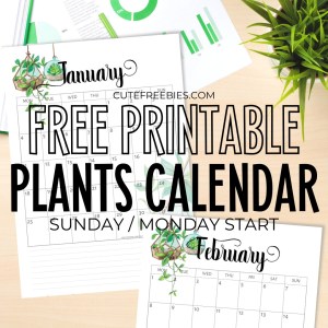 Free Printable 2025 Green Plants Calendar - 12 monthly planners with hanging plants design. #freeprintable #cutefreebiesforyou #2025