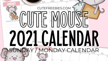 Free Printable 2021 Cute Calendar monthly planner - Cute 2021 coffee mouse calendar - free pdf download now! #freeprintable #cutefreebiesforyou #mouse #coffeelover