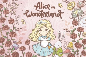 Alice in wonderland illustration graphics clipart