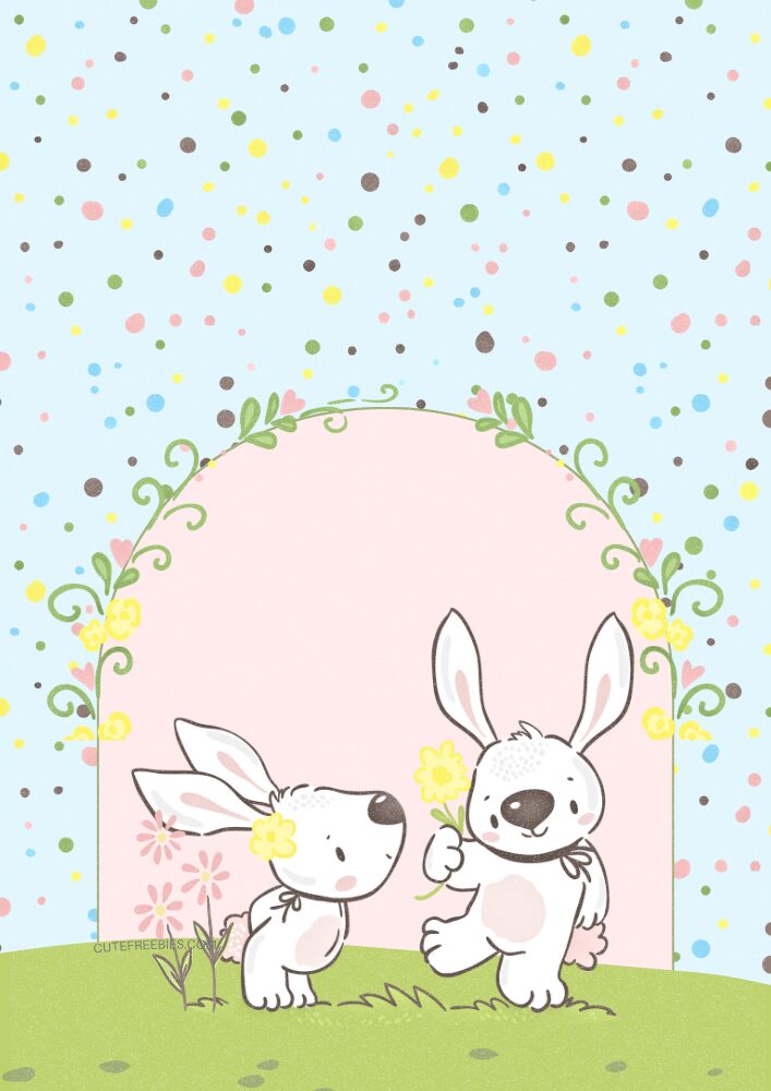 Free printable monthly bullet journal - monthly planner template PDF with cute spring bunnies easter theme #cutefreebiesforyou #printableplanner #freeprintable #bulletjournal #easter