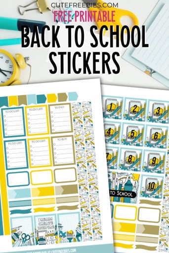 Free back to school planner stickers - free printable school planner stickers #cutefreebiesforyou #plannerstickers #backtoschool