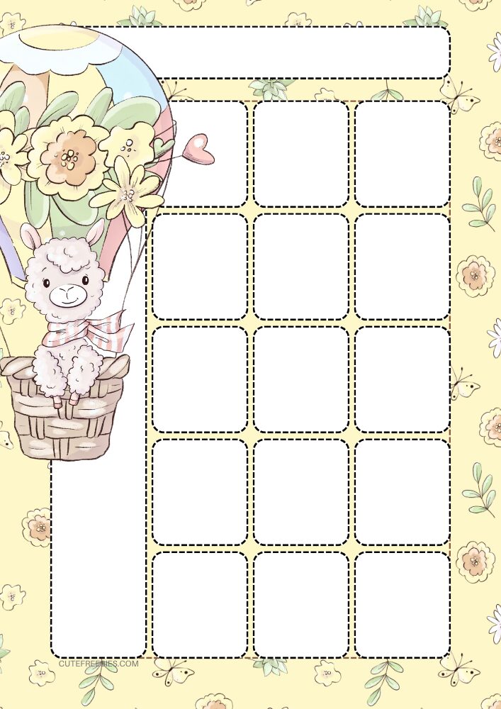 Free printable monthly bullet journal - monthly planner template PDF with cute llama floral yellow theme #cutefreebiesforyou #printableplanner #freeprintable #bulletjournal #llama