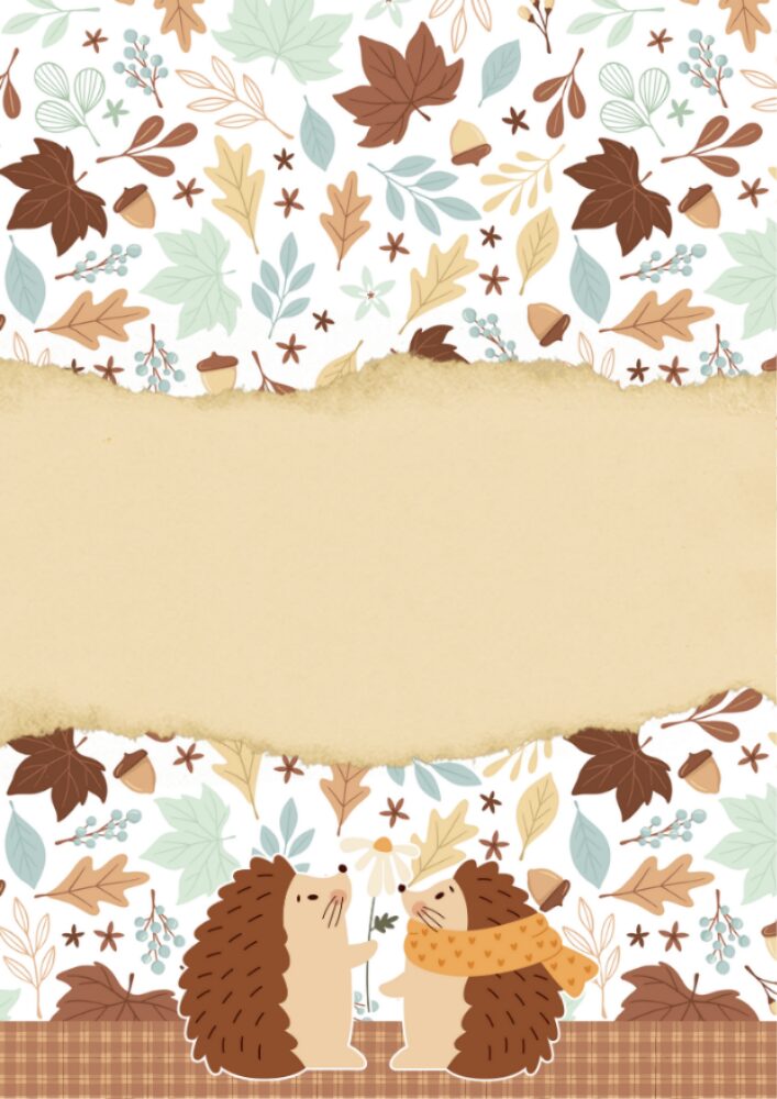 Free printable November bullet journal PDF template with cute fall hedgehogs theme