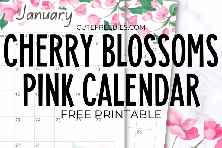 Free Printable 2025 Cherry Blossoms Calendar - floral pink monthly calendar PDF with sakura flowers or cherry blossoms #freeprintable #cutefreebiesforyou #sakura #cherryblossoms