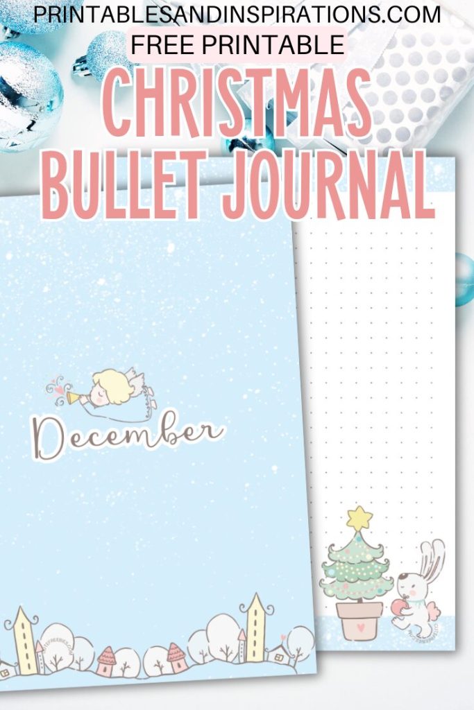 Free printable December bullet journal template PDF planner with cute Christmas theme #cutefreebiesforyou #printableplanner #freeprintable #bulletjournal