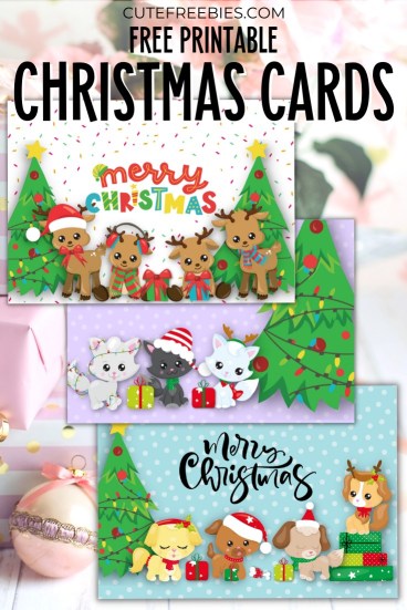 Free Printable Christmas Cards PDF - Templates for holiday greeting cards and Christmas gift tags #cutefreebiesforyou