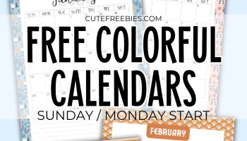 Free Printable Colorful Calendar for 2025 - free printable monthly calendar with floral theme and bright retro theme #cutefreebiesforyou #freeprintable #2025calendar