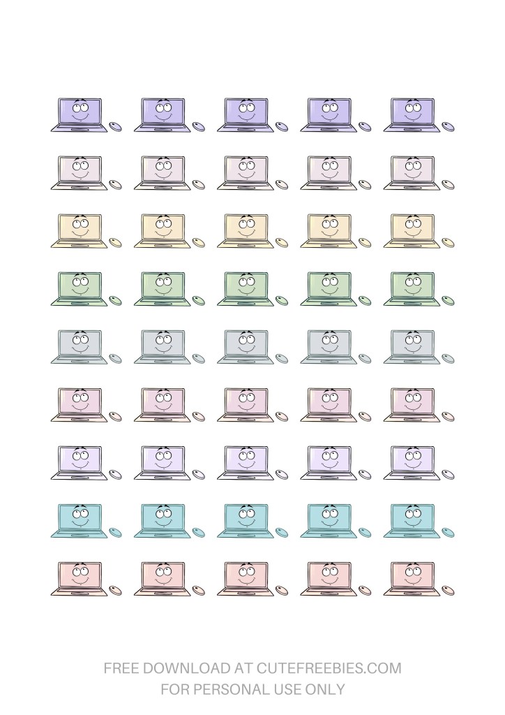 Free Printable Laptop Stickers - Cute laptop stickers + functional stickers + free printable planner #cutefreebiesforyou #freeprintable #plannerstickers - SEE PREVIOUS POST TO DOWNLOAD 3 STICKER SHEETS PDF