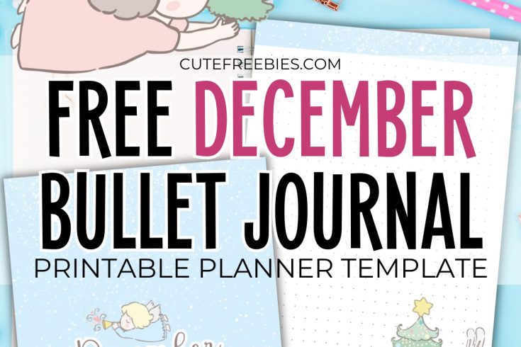 Free printable December bullet journal template PDF planner with cute Christmas theme #cutefreebiesforyou #printableplanner #freeprintable #bulletjournal
