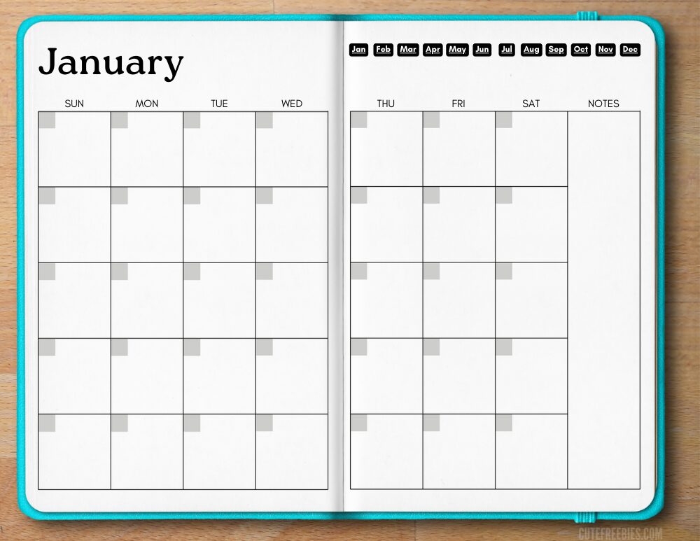 Free Digital Monthly Planner Template - pdf download free digital planner monthly and weekly template #cutefreebiesforyou #digitalplanner