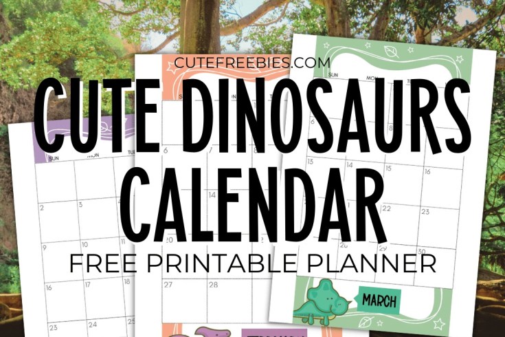 FREE Dinosaurs Monthly Calendar for 2024 2025! Super cute dinosaur calendar printable with dinosaurs to make you smile each day. #freeprintable #printableplanner #jurassicworld #cutefreebiesforyou