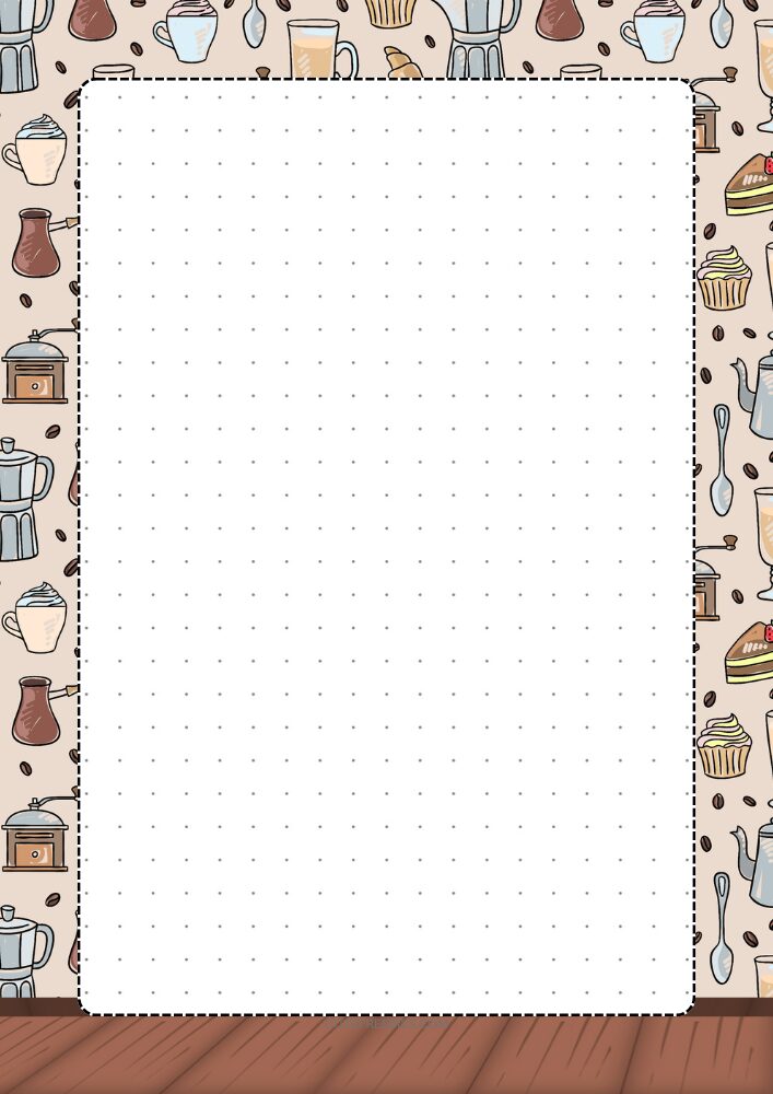 Free printable dot grid journal PDF template with coffee theme