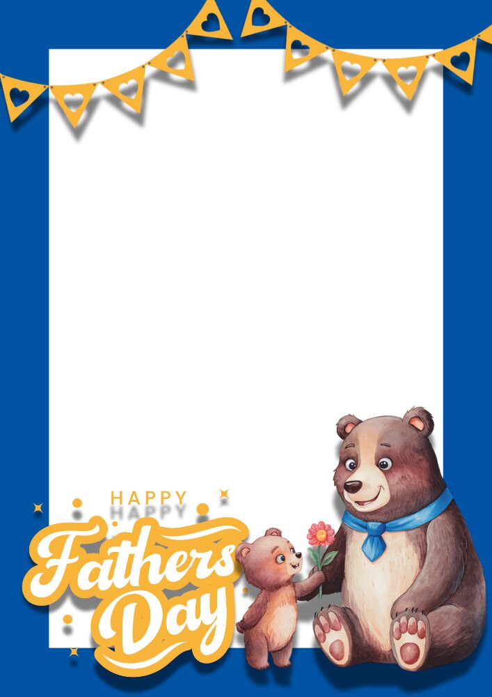 Happy Fathers' Day Card Free Printable - photo frame greeting card for fathers day with cute bears #cutefreebiesforyou #freeprintable #fathersday