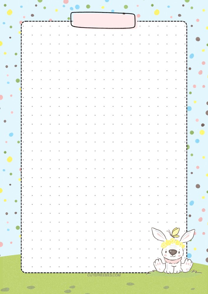 Free printable dot grid bullet journal - stationery note pad with cute easter theme #cutefreebiesforyou #printableplanner #freeprintable #bulletjournal #easter