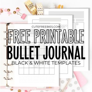 Free Printable Bullet Journal Template - Black and white planner pages #freeprintable #cutefreebiesforyou #bulletjournal #bujoinspiration #planneraddict