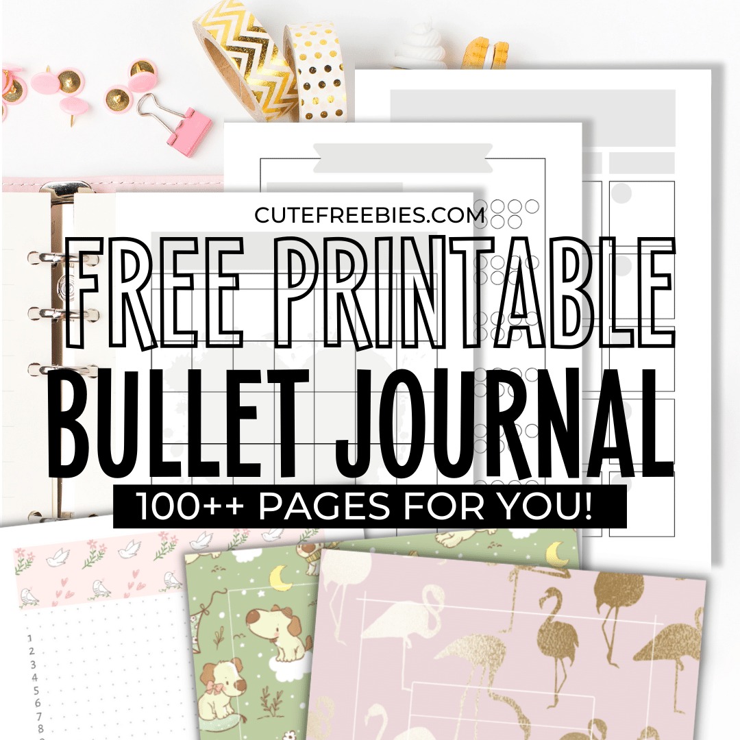 Free Printable Bullet Journal Template - Black and white planner pages, colorful bujo pages #freeprintable #cutefreebiesforyou #bulletjournal #bujoinspiration #planneraddict