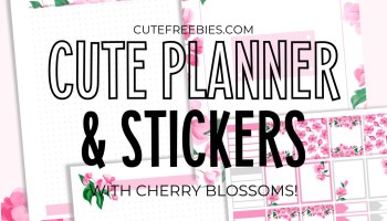 Free Printable Cherry Blossoms Planner Pages And Planner Stickers - Sakura downloadable printable PDF, printable stickers, bullet journal printables #freeprintable #cutefreebiesforyou #bulletjournal #plannerstickers #planneraddict