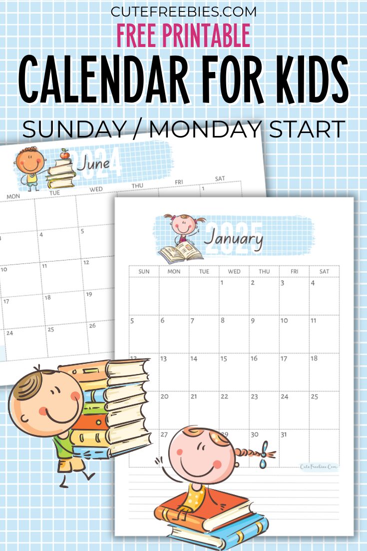 2025 2026 Calendar For Kids - Free Printable Cute Calendar For School Children #cutefreebiesforyou #backtoschool
