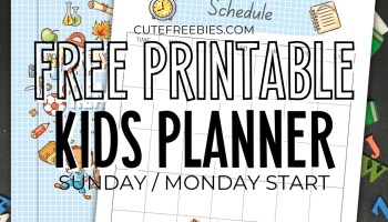 Free Printable Kids Planner Template - Cute planner pages for your school binder, Sunday or Monday start kids planner #cutefreebiesforyou #backtoschool #freeprintable