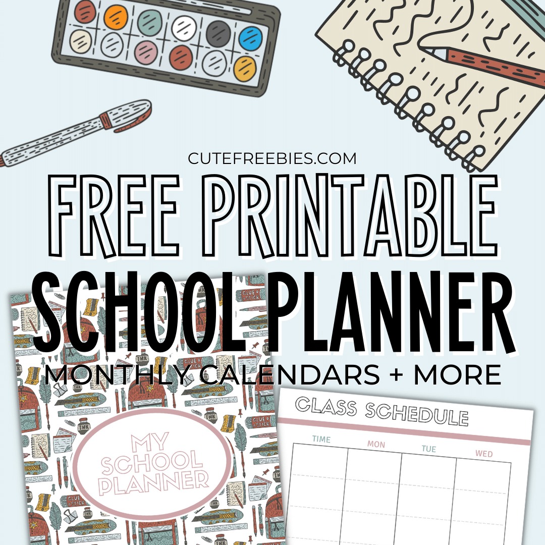 2025 2026 School Planner Bullet Journal! Free printable student planner with 2025 2026 monthly calendar, weekly planner, bullet journal printables for school. #freeprintable #printableplanner #schoolplanner #studentplanner #bulletjournal #backtoschool #cutefreebiesforyou