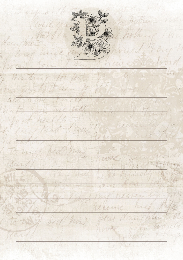 Free printable vintage paper notepad - vintage paper with floral letters, personalized memo pad #cutefreebiesforyou #vintage #journaling #freeprintable