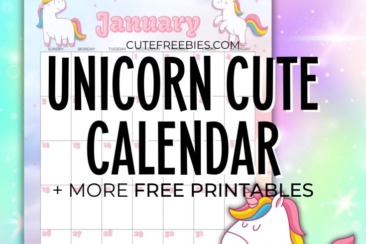 Free Printable 2025 Calendar With Unicorn - cute unicorn calendar for kids #freeprintable #cutefreebiesforyou #unicorn