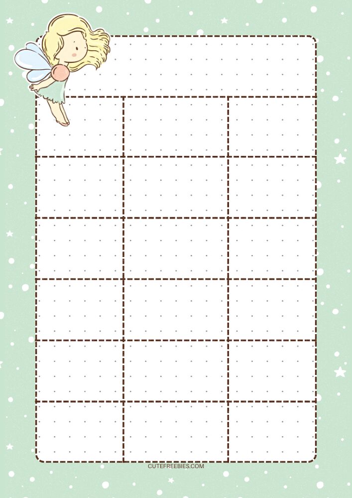 Free printable monthly bullet journal - planner template PDF with cute fairy theme #cutefreebiesforyou #printableplanner #freeprintable #bulletjournal