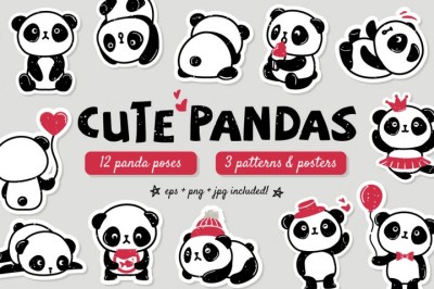 Cute panda clipart and graphics
