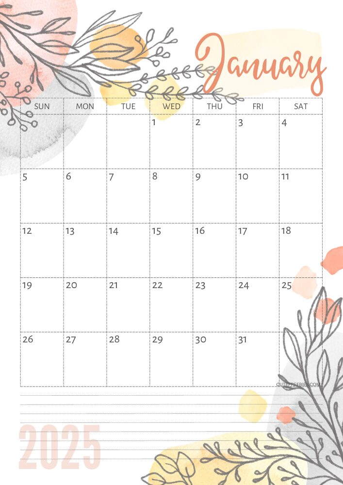 Free Printable 2025 Calendar Pretty Planner Template - 12 monthly planner with beautiful design. #cutefreebiesforyou #freeprintable