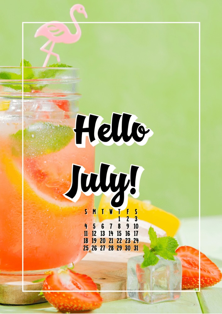 JULY 2021 Bullet Journal Printable - free cover page with calendar #bulletjournal #planneraddict #cutefreebiesforyou