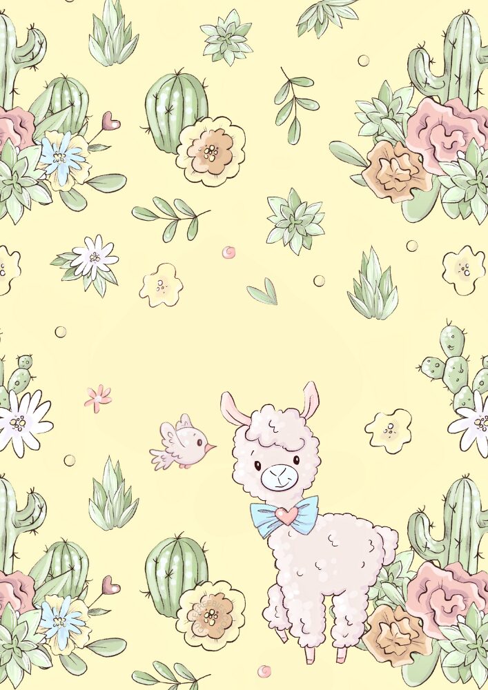 Free printable monthly bullet journal - monthly planner template PDF with cute llama floral yellow theme #cutefreebiesforyou #printableplanner #freeprintable #bulletjournal #llama