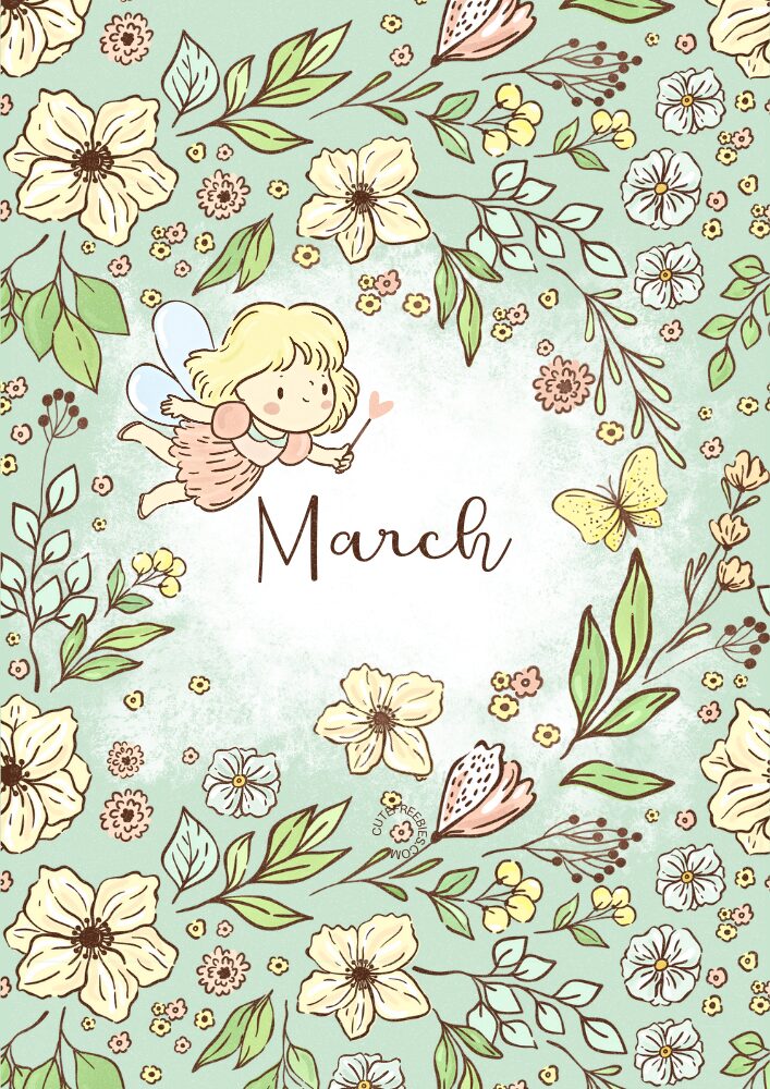 Free printable March bullet journal - monthly planner template PDF with cute spring garden theme #cutefreebiesforyou #printableplanner #freeprintable #bulletjournal #garden