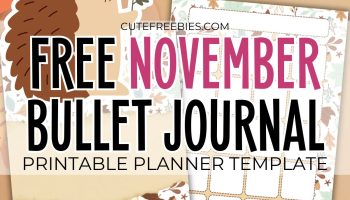 Free printable November bullet journal PDF template with cute fall hedgehogs theme
