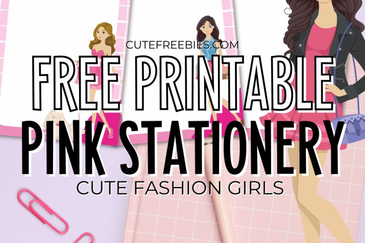 Free pink fashion girls printable notepads - Barbie pink borders with dolls, pink stationery #cutefreebiesforyou #pink #Barbie #freeprintable