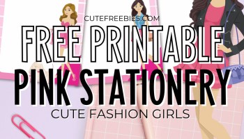 Free pink fashion girls printable notepads - Barbie pink borders with dolls, pink stationery #cutefreebiesforyou #pink #Barbie #freeprintable