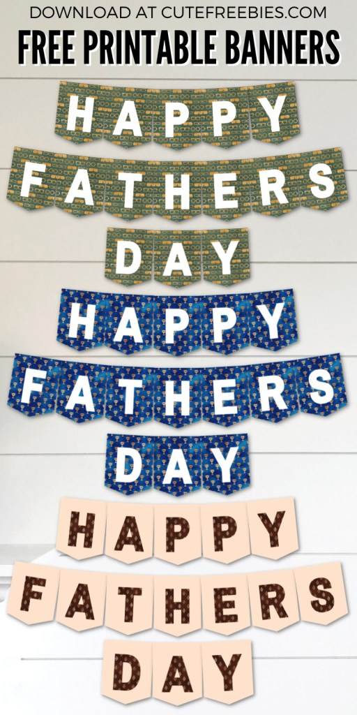 Happy Fathers Day Banner - free printable Fathers day bunting letters #cutefreebiesforyou #freeprintable #FathersDay