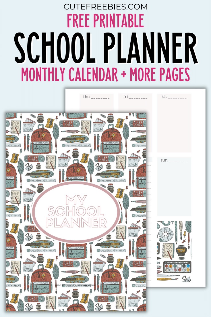 2025 2026 School Planner Bullet Journal! Free printable student planner with 2025 2026 monthly calendar, weekly planner, bullet journal printables for school. #freeprintable #printableplanner #schoolplanner #studentplanner #bulletjournal #backtoschool #cutefreebiesforyou
