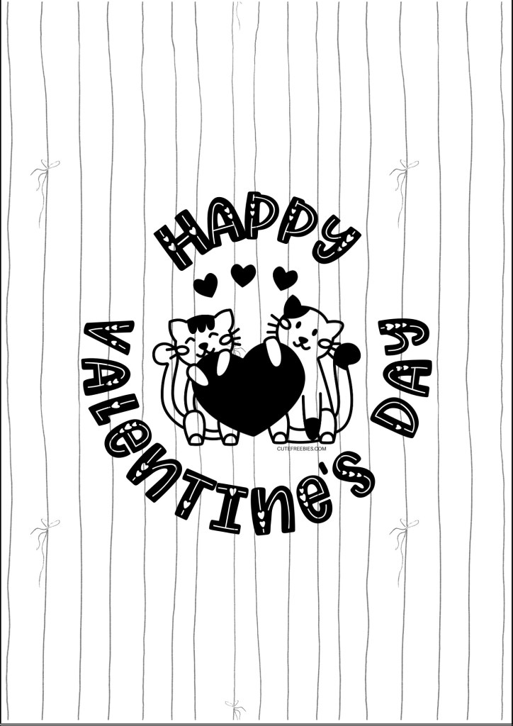 Valentine cats greeting card #cutefreebiesforyou #valentinesday - SEE PREVIOUS POST TO DOWNLOAD MORE VALENTINE CARDS