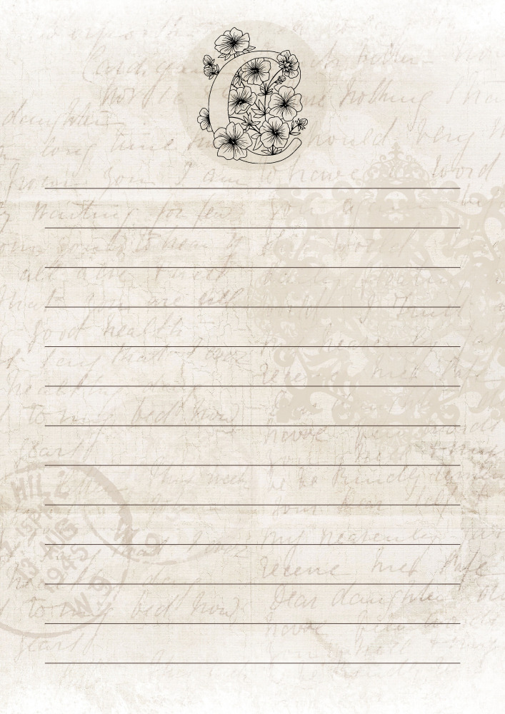 Free printable vintage notes pad - vintage paper with floral letters, personalized memo pad #cutefreebiesforyou #vintage #journaling #freeprintable