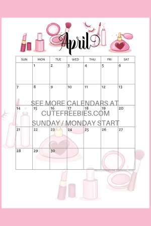 Free April 2019 Calendar Printable -Bullet Journal Themes! April monthly planner with makeup, crystals, hanging plants, and Easter eggs and bunnies. Free download now! #freeprintable #bulletjournal #bujomonthly #cutefreebiesforyou #eastereggs #makeuplover #crystals #hangingplants