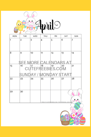 Free April 2019 Calendar Printable -Bullet Journal Themes! April monthly planner with makeup, crystals, hanging plants, and Easter eggs and bunnies. Free download now! #freeprintable #bulletjournal #bujomonthly #cutefreebiesforyou #eastereggs #makeuplover #crystals #hangingplants
