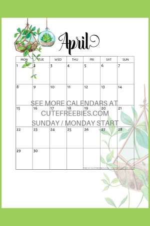 Free April 2019 Calendar Printable -Bullet Journal Themes! April monthly planner with makeup, crystals, hanging plants, and Easter eggs and bunnies. Free download now! #freeprintable #bulletjournal #bujomonthly #cutefreebiesforyou #eastereggs #makeuplover #crystals #hangingplants