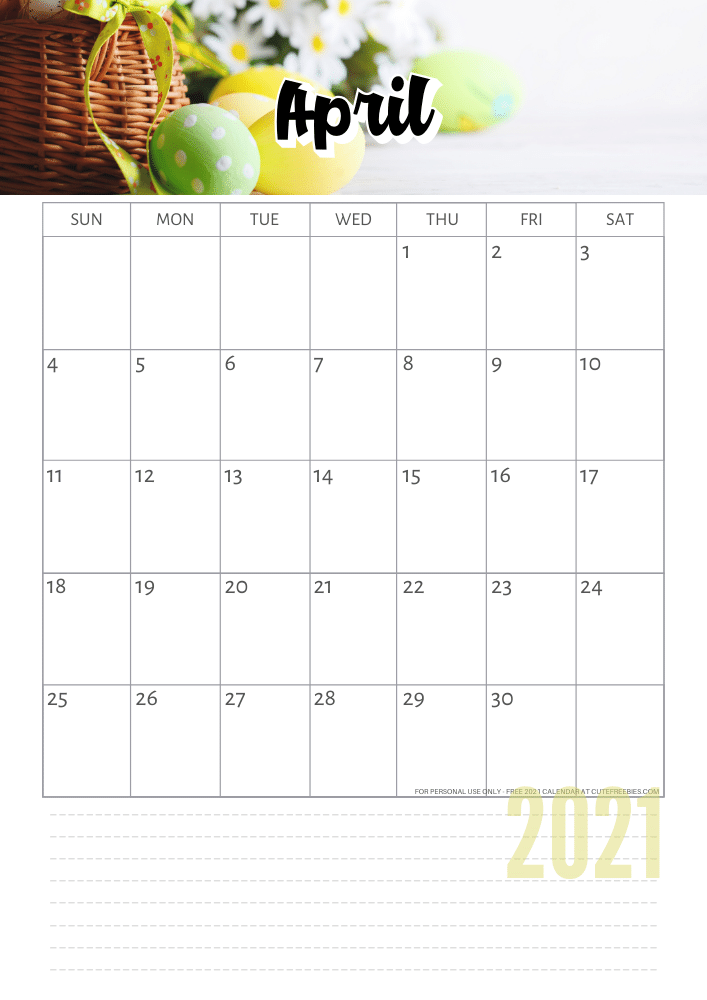 April 2021 Calendar using Canva Pro #cutefreebiesforyou #freeprintable #planneraddict #canva