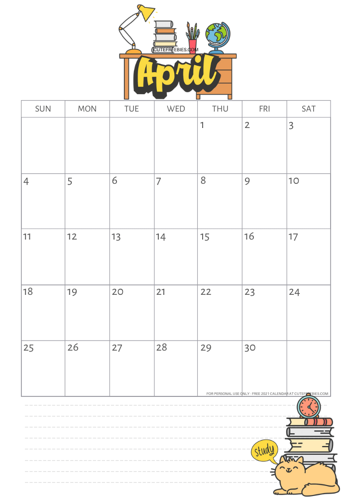 April 2021 school calendar template, free printable monthly planner #cutefreebiesforyou - SEE PREVIOUS POST TO DOWNLOAD THE FREE PDF