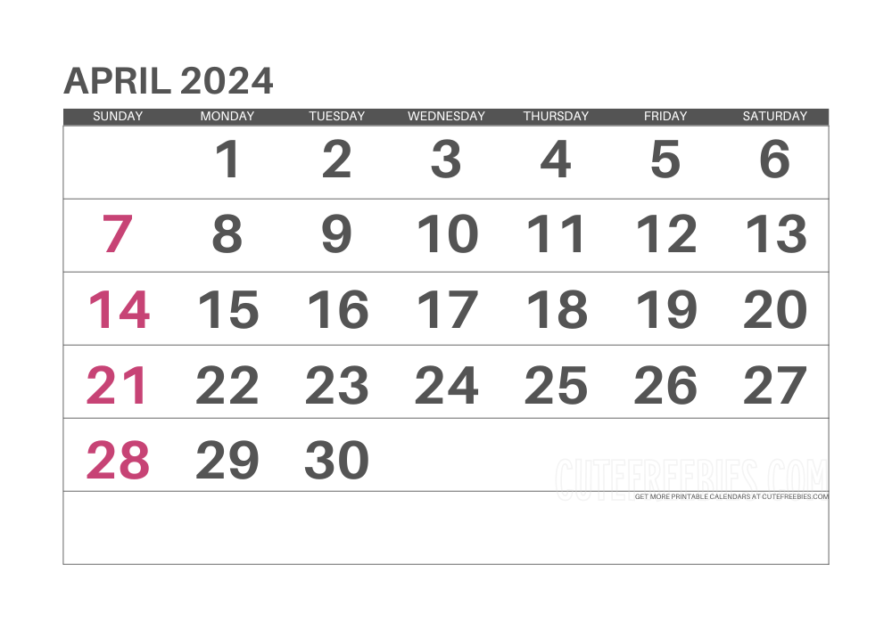 April 2024 monthly calendar #cutefreebiesforyou - SEE PREVIOUS POST TO DOWNLOAD THE COMPLETE 2024 CALENDAR