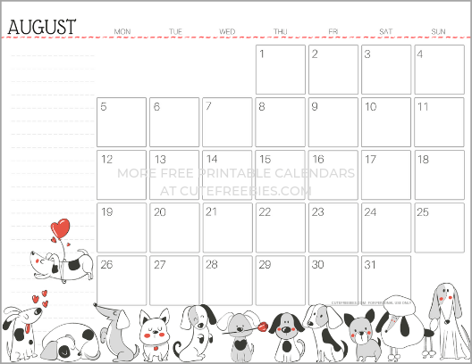August 2019 planner free printable