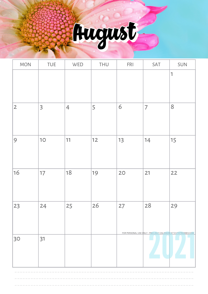 AUGUST 2021 Calendar using Canva Pro #cutefreebiesforyou #freeprintable #planneraddict #canva