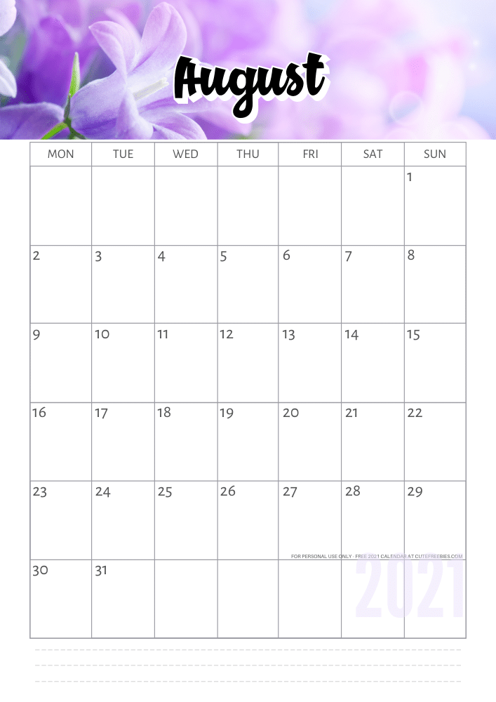 AUGUST 2021 Calendar using Canva Pro #cutefreebiesforyou #freeprintable #planneraddict #canva