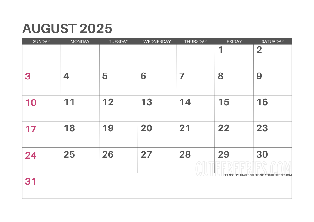 August 2025 monthly planner #2025calendar #cutefreebiesforyou - SEE PREVIOUS POST TO DOWNLOAD THE COMPLETE 2025 CALENDAR PLANNER